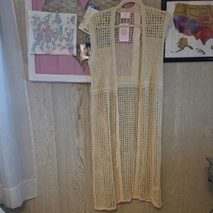 Cream Crochet Swim Cover-up